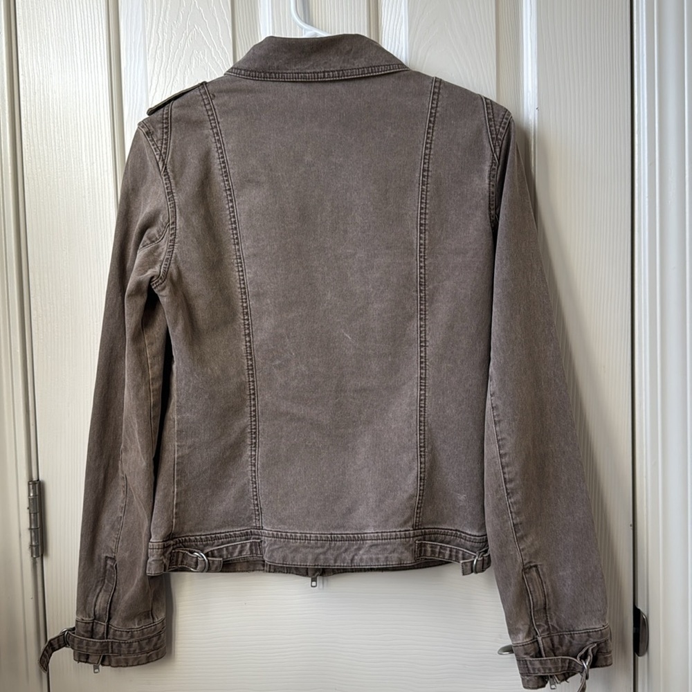 Fox Classic Racing Jean Jacket crop Frosty Taupe Medium two way zip - Picture 9 of 16